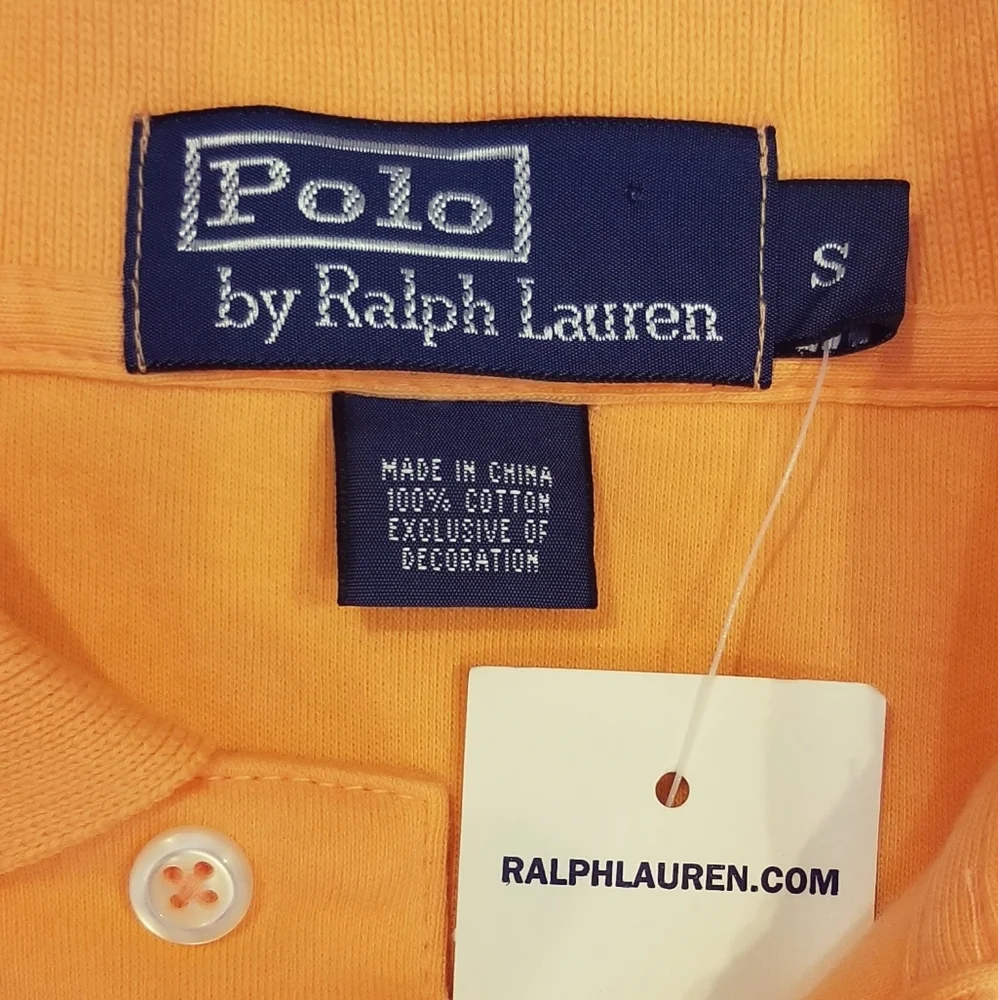 Polo Ralph Lauren Cotton Polo Shirt Classic Fit Fair Orange Sz Small NWT